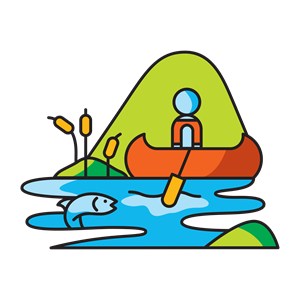 Life vest on person in canoe